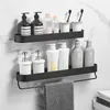 Black 30-50cm Lenght Wall Mounted Bath Towel Bar Holder Storage Rack Hanger For Bathroom Accessories Kitchen Shelves Basket Sets 210724