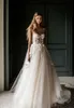 Berta Lace Appliqued Wedding Dresses Sweetheart Neck Bridal Gowns Beach Floor Length A Line Sweep Train Tulle Vestido De Novia