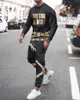 남자의 tracksuits 정장 남자 가을 긴 소매 셔츠 티셔츠 라운드 목 3D 인쇄 패션 캐주얼 바지 스포츠웨어
