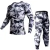 Termal İç Çamaşırı Rash Guard Kiti MMA Sıkıştırma Giyim Tayt Erkekler Unionsuit Vücut Geliştirme T-Shirt Kamuflaj Eşofman Erkekler 210722