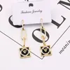 20styl 18k Pozłacane miedziane litery Długi stadnina Marka projektant Geometryczne Hollow Out Women Rhinestone Pearl Kolczyk Na Wedding Party Jewelry Akcesoria