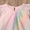 Emmababy nieuwste mode peuter baby meisje kleding regenboog paard prins multi kleur jurk prinses tule mouwloze sundress q0716