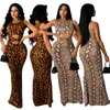 Mulheres Vestidos Verão Vestido de Mujer Sweet Girl Leopard Impresso Elegant Hollow Out Party Club Robe Sexy Outfits 210525