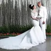 Плюс размер африканские русалки свадебные платья арабский Дубай высокой шеи с длинным рукавом кружева с длинным рукавом.