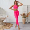 Sportpak Gym Fitness Kleding Trainingspak Vrouwen Sexy Running Yoga Set Bra Leggings Panty Fluorescencen Top + Broek 2piece 210802