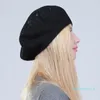 Berets Beret Women Winter Hat Knit Warm Rhinestone Double Layers Snow Casual Loose Outdoor Skiing Accessory1