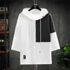 Moda mangas curtas Casual Punk Hoodies Preto Branco Homens Hip Hop Streetwear Roupas de Algodão Verão Supersize M-5XL 210720