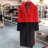 Femmes contraste couleur vison Faux grande taille manteau de fourrure S-5XL hiver dame longue casaco feminino de pelinho 211129