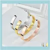 Bangle Bracelets Jewelrybangle Beichong For Women 316L Stainless Steel Fine Jewelry C Shape Cuff Sier Color Open Couple Bracelet Father Gift