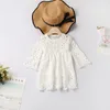 Nieuwe mode zomerjurk witte kant moeder dochter jurken vrouwen bloemen baby meisje mini jurk moeder kinderen meisjes partij vestidos robe Q0707