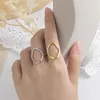 Hiphop/Rock Metal Geometry Ellipse Punk Rings Opening Index Finger Accessories Hollow Joint Tail Ring for Women Jewelry Gifts