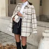 ZXQJ Vintage Vrouwen Soft Tweed Jacket Lente-Herfst Mode Dames Elegante Losse Jassen Streetwear Girls Oversize Uitloper 211109
