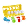 Oeufs de Pâques assortis 12 pièces jouets d'apprentissage cadeau pour tout-petit 1 + ans jeux préscolaires éducatifs couleur forme reconnaissance compétences