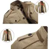 Brand Men's Casual Jacket Male trench Coat Oversized 6XL Autumn Washed Cotton Classic Long Jackets Men Outerwear BF5806 210927