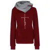 Herbst Winter Hoodies Sweatshirts Frauen Glaube Gesticktes Sweatshirt Langarm Pullover Weihnachten Lässige Warme Kapuzen Tops 211006