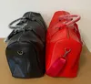 Mode svart vatten krusning 54 cm sport duffle p￥se r￶tt bagage m53419 man och kvinnor duffel v￤skor designer bag280v