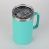 304 Tasse À Vide En Acier Inoxydable 20 oz Poignée Bureau Tasse Portable Réutilisable Femmes Hommes Boire Bouteille D'eau Avec Couvercles HH21-307