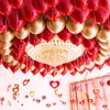 50 sztuk / partia 10 cali Ruby Red Love Heart Okrągły Party Dekoracji Helu Dwuosobowywane Lateksowe Balony Walentynki Romantyczny Wedding Urodziny Decor JY0935