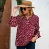 Women's Blouses & Shirts Women Floral Shirt V-Neck Long-Sleeved Printing Summer Ladies Blouse Loose Mid-Length Outdoor Party Casual Femme