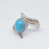Mode veer turquoise ring blauwe diamanten ring sieraden vrouwen ringen mode-sieraden zullen en zandige kerstcadeau