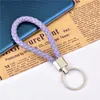 PU Leather Braided Woven Rope keychain DIY bag Pendant Key Chain Holder Car Keyring Men Women Key ring XY310
