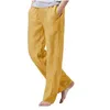 Men's Cotton Linen Pants Summer Multicolor Breathable Solid Loose Linen Trousers Casual Streetwear Elastic Waist Exercise