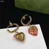 Metal Letter Charm Strawberry Earring Delicate Gold Plated Ear Pendant Luxury Vintage Ears Stud For Party