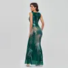 Sleeveless O-neck Evening Party Dress Shinning Sequins Mermaid Prom Gowns Elegant Slim Robe De Soriee Women Full Dress 2022 New 206e