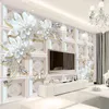 Custom 3D Wall Murals Wallpaper Wall Painting Stereoscopic Relief Jewelry Flowers 3D Living Room TV Backdrop Mural De Parede 3D 210722
