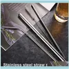 Barware Kitchen, Dining Bar Home & Garden3Pcs Reusable Stainless Steel Sts Set Straight Blending Metal Drinking St With Cleaning Brush1 Drop