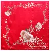 Foulards Designer Marque Printemps Femmes Style Chinois Imprimé Floral Rouge Bleu Beige Blanc Gris Rose Foulard En Soie Professionnel 90 * 90 cm