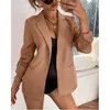 Women's Jackets Women's 2022 Fashion Women Coat Plus Size Silk Satin Jacket Long Sleeve Office Formal Cardigan Pockets Work Female Suit