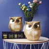 Statues For Decoration Owl Golden Black White Resin Living Room Sculptures Small Ornaments Figurines Interior 211105