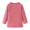 Metri di salto Autunno Primavera Mouse Ragazze T-shirt in cotone Stripe Cute bambini Manica lunga Moda Kids ops Camicetta 210529