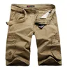 Mens Cargo Shorts Casual Fashion Pockets Solid Color Army Green Male Loose Work Plus size (No belt) 210714