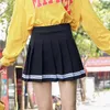 OEM Spring Summer Women Skirts Student Girl Striped Pleated Waist Female Sweet Mini Dance Plaid Black White Pink Skirt 210619