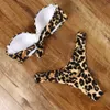 Animal Print Leopard Bikini Push Up Swimsuit Sexy Women Set Brazilian Thong Bathing Suit Bandeau Beach Wear Swimwear 210702