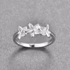 Obrączki ślubne srebrny kolor taniec liści liść biały olśniewający CZ palcem dla kobiet zaręczyny biżuteria anel prezent
