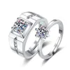 Moda simples letras de abertura anel de casamento minimalista cor de prata anéis ajustáveis ​​para homens mulheres casal jóias de noivado