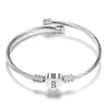 Fashion Heart Charm Bangle with Initial Alphabet Letter Engrave High Quality Women Jewelry Cuff Bangles Wholesale for Party Gift Q0719