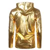 Shiny Gold Coated Metallic Thin Hoodie Sweatshirt Fashion Nightclub Wear Hoodies Sweatshirts Men Women Hip Hop Hoody Tops 210813