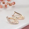 Ohrringe Halskette Kinel 585 Rose Gold Ethnische Ring Set Micro Wachs Inlay Natürliche Zirkon Hohle Blume Frauen Ohrring Vintage schmuck Sets