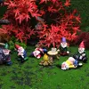 12 adet / takım Mini Peri Bahçe Sarhoş Yoga Gnomes Minyatür Süsler Set Cüce Şenlik ateşi Heykelleri Saksı Bahçe Dekor Aksesuarları 220104