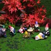 12PC/Set Mini Fairy Garden Drunk Yoga Gnomes Miniature Ornaments Set Dwarf Bonfire Statues Flowerpot Garden Decor Accessories 220104