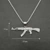 Hip Hop Jewelry Titanium Steel Gold Plated Diamond AK47 Pendant Necklace 6CC36799388