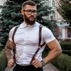 Bras Zestawy CEA Brązowe Skórzane uprząż Mężczyźni Gay Paski Paski Fetysz Body Bondage Bdsm Rave Odzież dla dorosłych Sex Sissy Bielizna