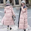 Women's Winter Jacket Parkas Thick Down Cotton Warm Coats Korean Streetwear Hoodies Long Black for 211216