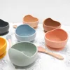 Kleuren Voeding Set Food Grade Silicone Baby Bowl Niet-Silpt Zuig Lepel Kinderen Servies BPA Gratis Servies DROPSHIP 211026