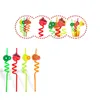 Disposable Dinnerware 4 Pcs Plastic Drinking Straws Party For Colorful Curly Cute Children Birthday Bar The