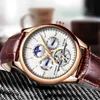 Relogio Masculin LIGE New Mens Watches Top Brand Luxury Automatic Mechanical Watch Men Leather Waterproof Watch Week Clock+Boxo Q0902